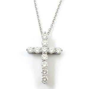 Tiffany Cross Small Diamond Necklace Platinum